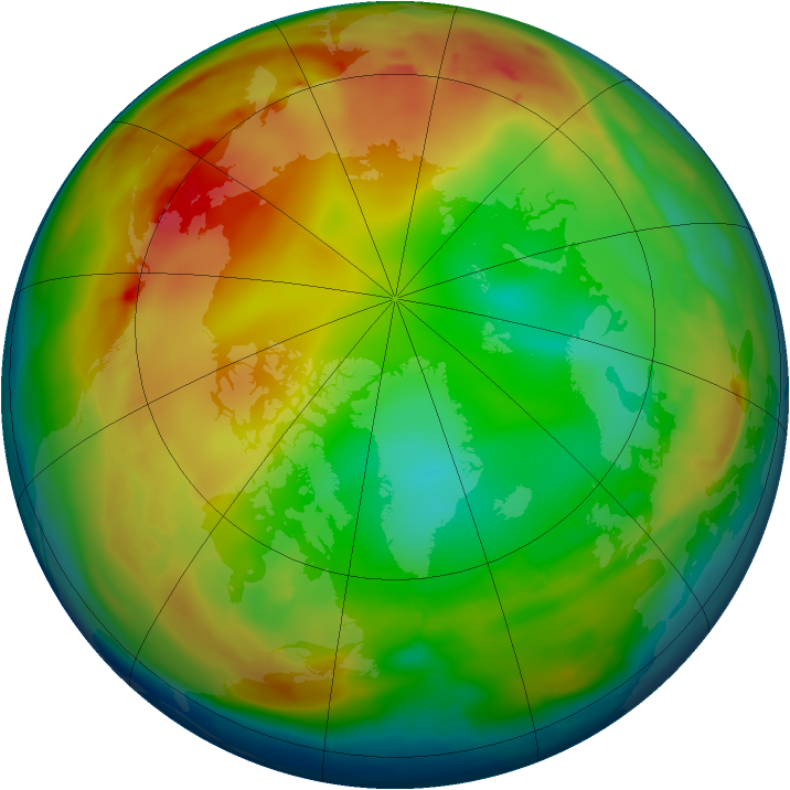Arctic ozone map for 03 January 2010